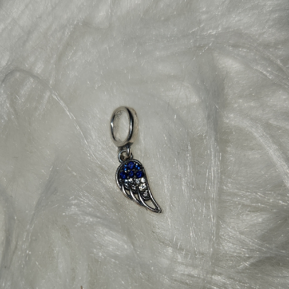 Silver and Blue Wing Pendant